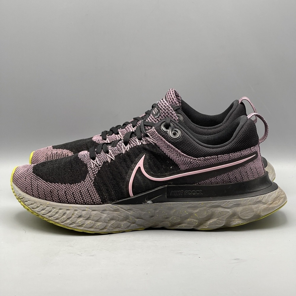 Nike Women's 10 Running Shoes Black React Flyknit Infinity Run Violet Dust Pink‎